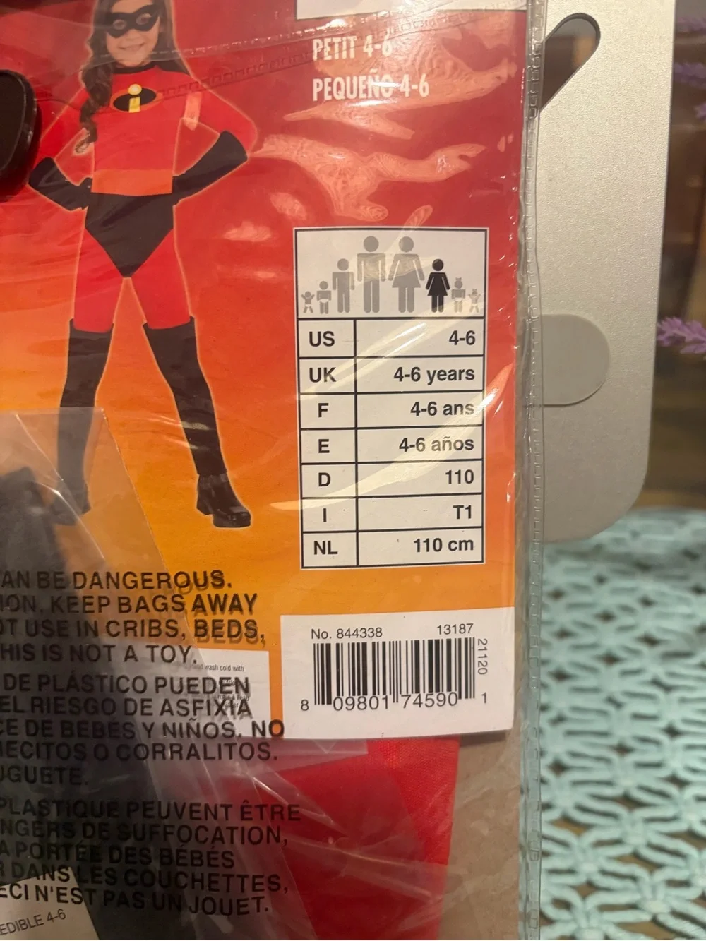 Disney Violet The Incredibles Halloween Costume Kids Small 4-6 Jumpsuit Mask NWT